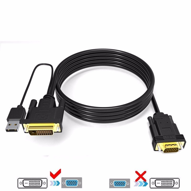 Cabledeconn 2M DVI 24+1 DVI-D Male to VGA Male Adapter Converter Cable for PC DVD Monitor HDTV With USB