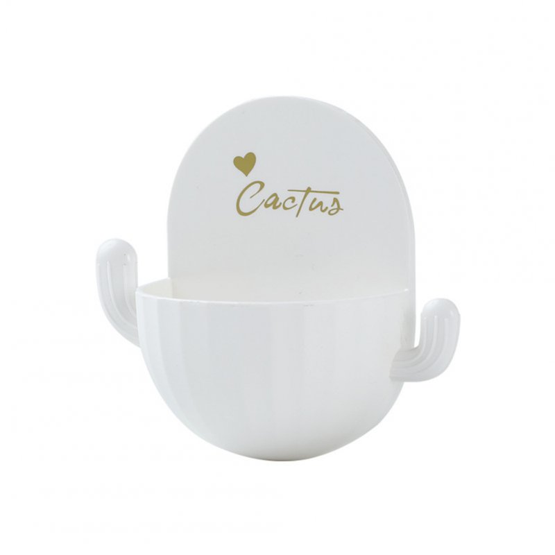 Cactus Shape Drain Household Soap  Dish Wall-mounted Bathroom Free Punch Soap Box Case Container White