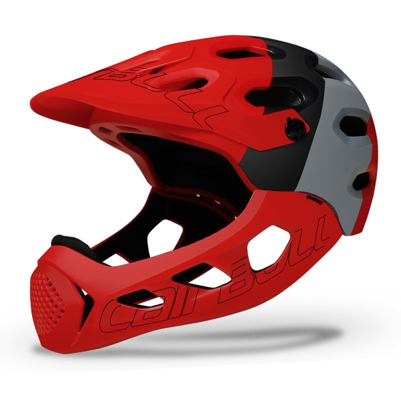 Cairbull ALLCROSS Mountain Cross-country Bicycle Full Face Helmet Extreme Sports Safety Helmet Black gray red_M/L (56-62CM)