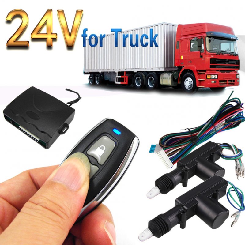 24V Electronic Car Truck Central Remote Control Locking Door Anti-theft Lock black