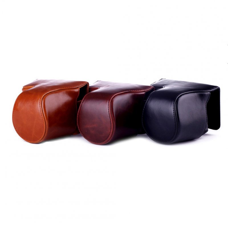 Camera Bag Suitable for Fuji X-M1 X-A1 X-A2 Camera Leather Case Brown_13CM* 13CM* 8.5CM
