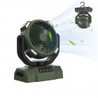 Camping Fan,Portable Fan Battery Operated Fan, 20000mAh Rechargeable Battery Operated Outdoor Tent Fan With Light And Hook, Personal USB Desk Fan For Camping green
