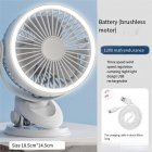 Camping Fan With Ring Light Lantern, 1200mAh Battery USB Rechargeable Clip On Fan, 3 Speeds And 2 Lighting Modes, Small Desk Fan For Office Stroller Bedroom White