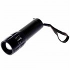 Camping  Flashlight Aluminum Alloy Mini Waterproof 3-mode Telescopic Zoom Focus Led Flashlight Black without battery