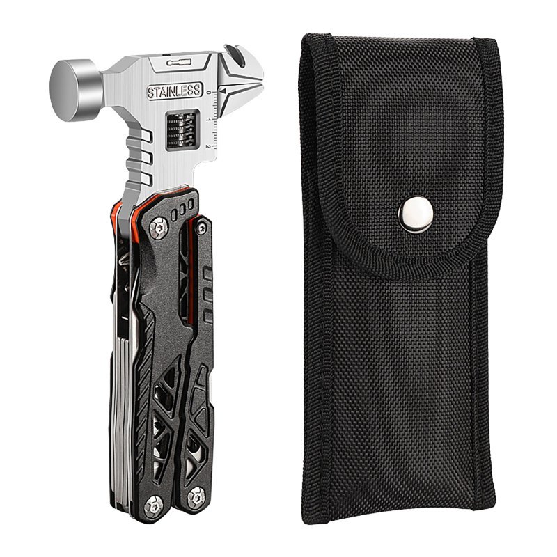 Camping Hammer Multitool Survival Gear Portable High-carbon Steel Safety Locking Compact Multi Tool For Outdoor Camping Accessories black