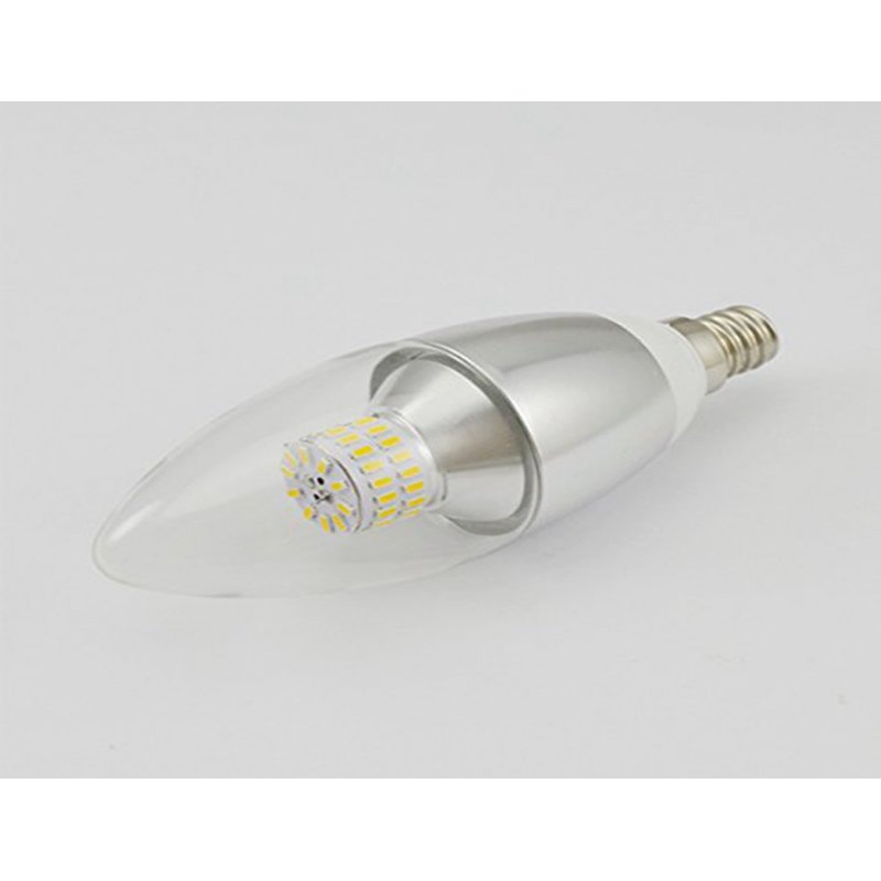 Candelabra LED Triac Dimmable Crystal Light Bulb 6-Wat Warm White Light Bulb,E12 Candelabra Base,110V,550 Lumens,2700-3200k LED Lights, Torpedo Shape,Sliver