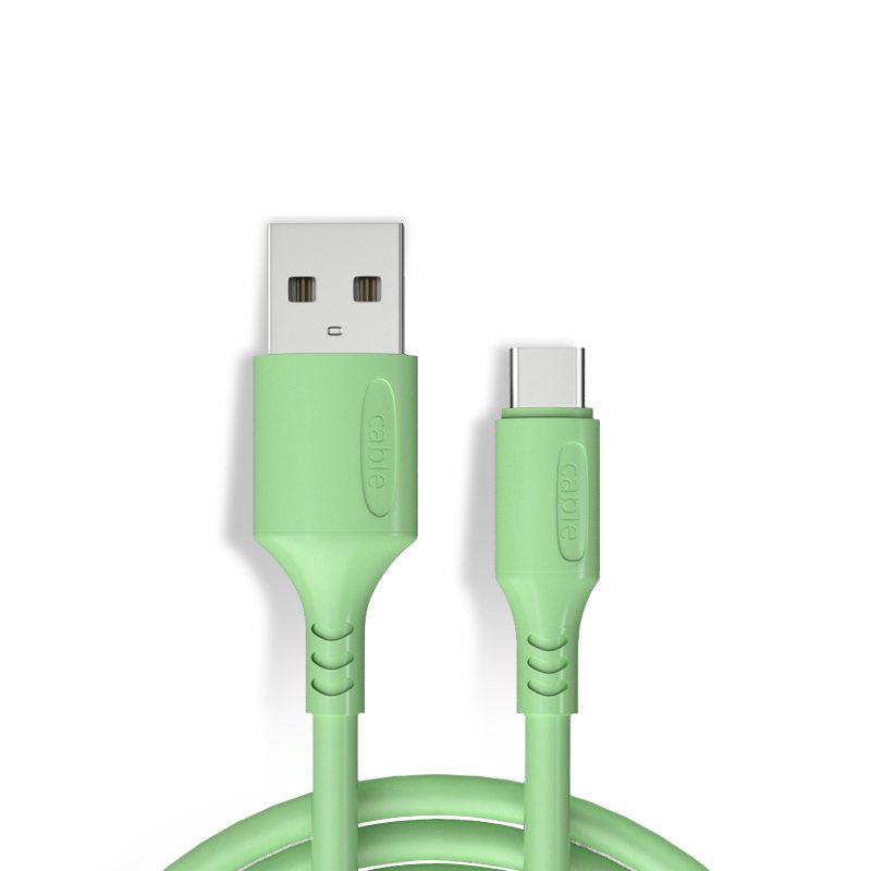 Candy Color Liquid Charge Cable 1.2M for Type-C Phone Fast Charging Magnet Charger Cable Mobile Phon green