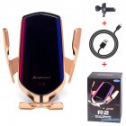 Car 10W Wireless Infrared Charger 360° Rotation Automatic Clamping Bracket Holder for Mobile Phone Huawei Samsung Gold