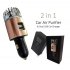 Car Air Purifier  Freshener Adapter with 2 USB Ports  Filter Ionizer   Eliminates Allergens  Smoke  Pet   Food Odor  Smell Bright copper