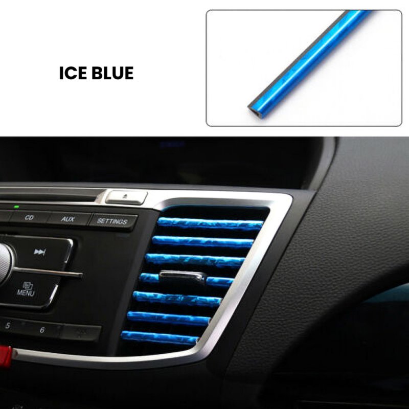 Car Air-conditioning Outlet Decorative Strips Modified Interior Supplies U-shaped Electroplating Bright Strips Ice blue_10-pack