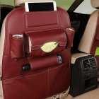 Car Back Seat Felt Multi Pocket Hanging Storage Bag Organiser Car Seat Back Bag Auto Travel Holder Car Accessories pu storage bag [wine red]_1 pc