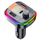 Car Bluetooth  Mp3  Player Colorful Atmosphere Led Breathing Light Support Qc3.0 Fast Charging black