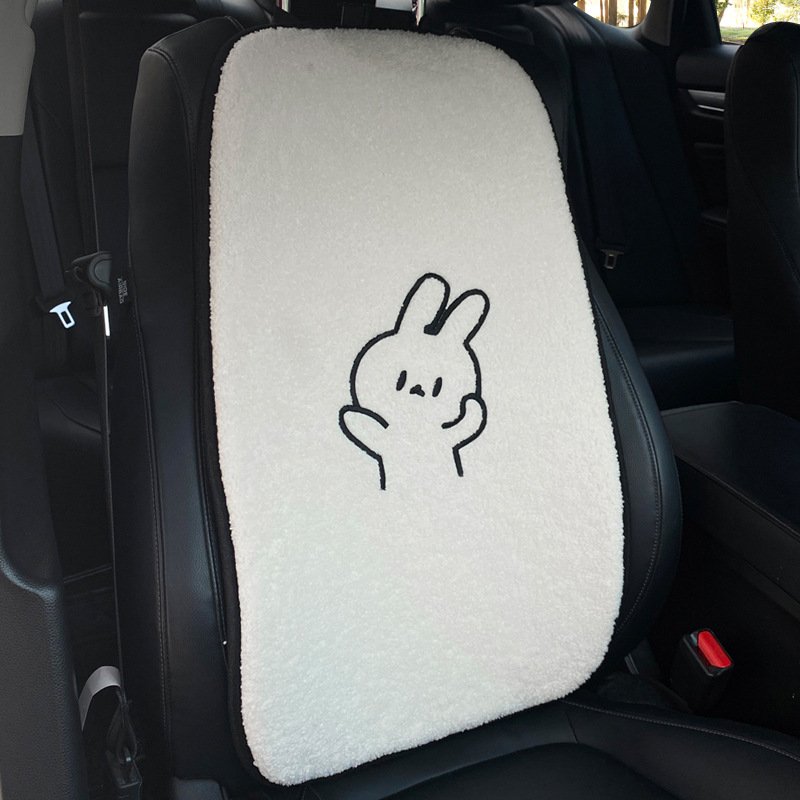 Car Cartoon Lamb Wool Seat Cushion Car  Cute Backrest Comfortable Soft Breathable Seat Armrest Cushion  Bunny cushion