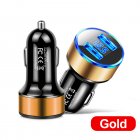 Car Charger Dual Port USB Fast Charging Adapter For Mobile Phones Tablets LED Display Circuit Protection 12V/24V Universal For Most Vehicles gold