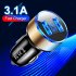 Car Charger Dual Port USB Fast Charging Adapter For Mobile Phones Tablets LED Display Circuit Protection 12V 24V Universal For Most Vehicles gold