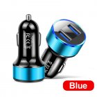Car Charger Dual Port USB Fast Charging Adapter For Mobile Phones Tablets LED Display Circuit Protection 12V/24V Universal For Most Vehicles blue