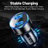 Car Charger Dual Port USB Fast Charging Adapter For Mobile Phones Tablets LED Display Circuit Protection 12V 24V Universal For Most Vehicles blue
