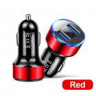 Car Charger Dual Port USB Fast Charging Adapter For Mobile Phones Tablets LED Display Circuit Protection 12V/24V Universal For Most Vehicles red