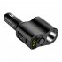 Car Charger Extension Cigarette Lighter Adapter Socket Splitter 2 USB 1PD Ports Voltage Meter 12V 24V Automobile Outlet black