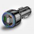 Car Charger Fast Charging 90W USB Charger 2 PD USB C 1 USB A Car Charger For Smartphones Tablets Video Game Controllers black
