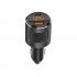 Car  Charger Qc3 0 pd High power Vehicle 65w With Digital Display Twin Ports Charger black
