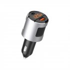 Car  Charger Qc3 0 pd High power Vehicle 65w With Digital Display Twin Ports Charger Silver