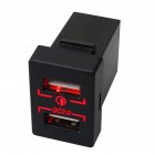 Car <span style='color:#F7840C'>Charger</span> Socket Dual USB Port QC 3.0 Fast Charging Power Adapter Outlet Lighter Socket splitter Outlet Adapter for Toyota red