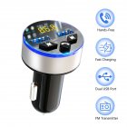 Car Charger Wireless Bluetooth-compatible 5.0 Receiver Mp3 Player Music Radio Cigarette Lighting Dual Usb Fast Charging Multifunctional Silver