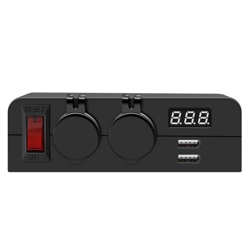 Car Cigarette Lighter Usb Charger Socket Power Splitter Voltmeter On/off Switch