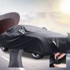 Car Cover All Black 190t Silver Coated Cloth Rainproof Sunscreen Protector Exterior Snow Covers Reflective Strip 580x175x120CM_XXL