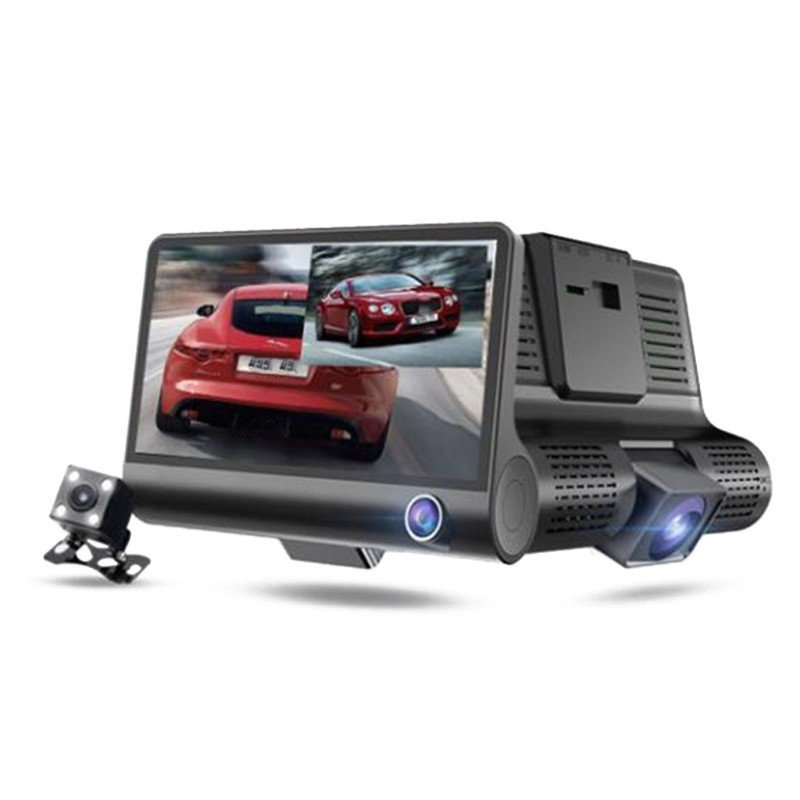 Car DVR 4.0 Inch Full HD 1080p 3 Camera Dual Lens Rearview Video Camera Recorder Auto Registrator Night Vision Dash Cam black_3-way camera