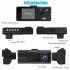 Car DVR Dash Cam Front And Rear Inside 3 Channel 1080P 2 inch IPS Screen Infrared Cabin Lights Night Vision Black