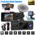Car DVR Dash Cam Front And Rear Inside 3 Channel 1080P 2 inch IPS Screen Infrared Cabin Lights Night Vision Black