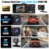 Car DVR Dash Cam Front And Rear Inside 3 Channel 1080P 2 inch IPS Screen Infrared Cabin Lights Night Vision Black