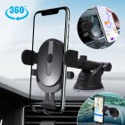 Car Dashboard 360-degree Rotation Cell Phone Holder Stand Vent Mount Bracket Multi-functional Telescopic Suction Cup Navigation Seat black