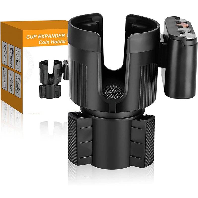 Car Drink Holder Expander ABS Adjustable Cup Car Kettle Cup Rack With Coin Storage Box For 3.4-4.0 Inches Diameter Bottles 2nd generation