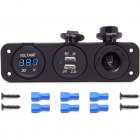 Car Dual USB Charger Mobile Phone Charging Stand Led Voltmeter 12v Outlet Socket Panel Jack Marine Universal blue