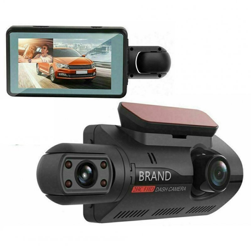 Car Dual-lens Dvr Driving  Recorder Dash Cam Video Recorder Night Vision G Sensor 1080p Front Built-in Camera Car Electronics black