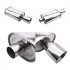 Car Exhaust Muffler  Stainless Steel Exhaust Tip  Flat Drum Single Pipe Inlet Outlet Exhaust Muffler Pipes  Straight Through Performance Muffler  Auto Parts XH 