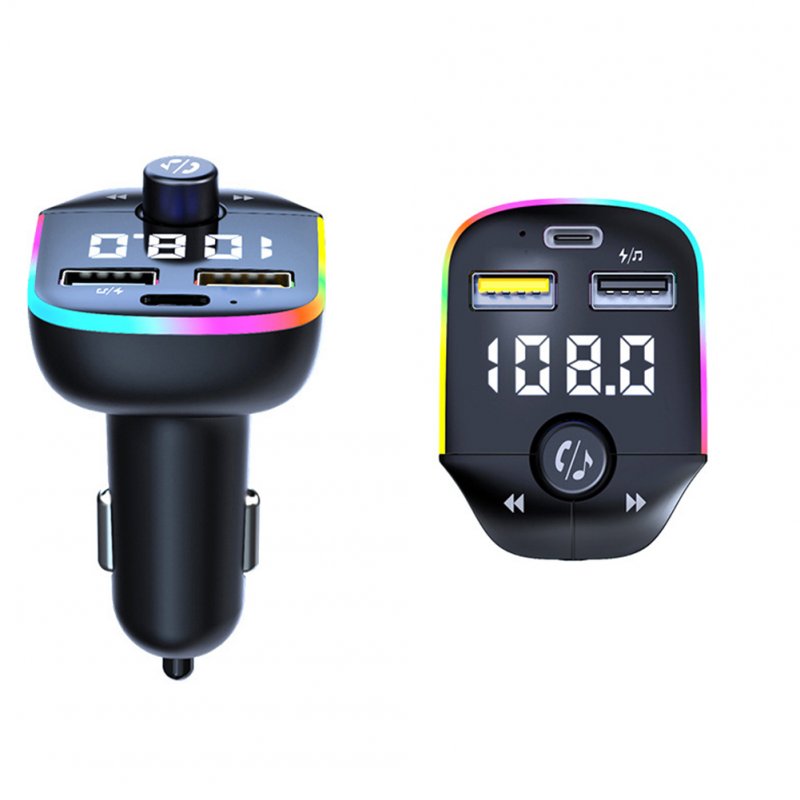 Car Fm Transmitter Bluetooth-compatible Handsfree Calling Wireless Car Kit Stereo Mp3 Music Player Usb Charger black
