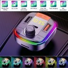 Car Fm  Transmitter Receiver Mp3 Player Colorful Led Lights M3 Wireless Bluetooth-compatible Pd+qc3.0 Fast Charging Usb Charger black