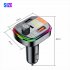 Car Fm  Transmitter Receiver Mp3 Player Colorful Led Lights M3 Wireless Bluetooth compatible Pd qc3 0 Fast Charging Usb Charger black
