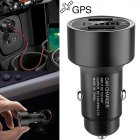 Car GPS Tracker Locator Real Time Tracking Device Dual USB Car Charger Voltmeter black