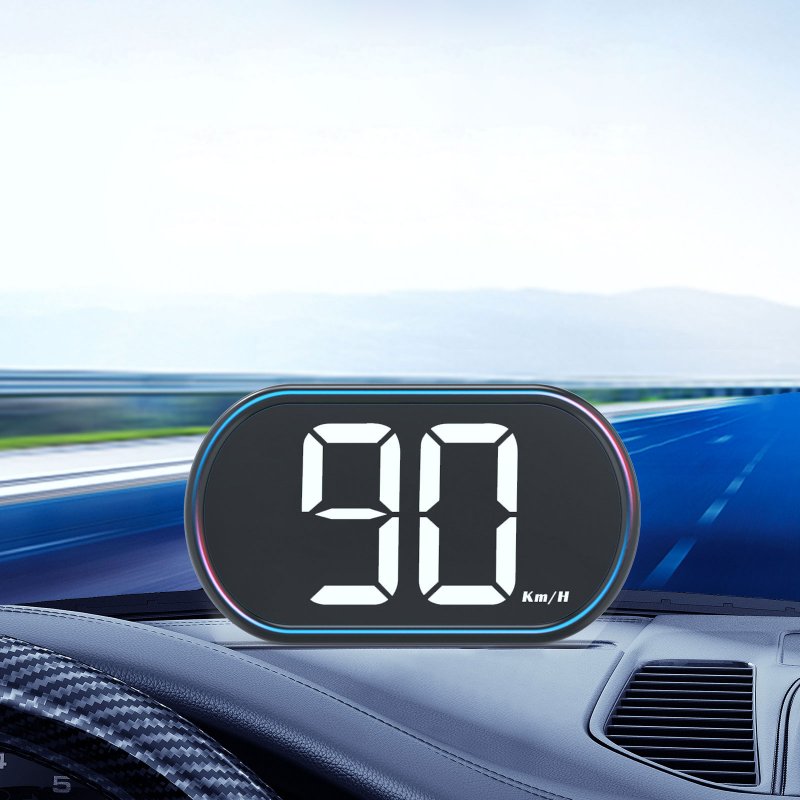 Car HUD Head Up Display GPS Digital Speed Meter Speedometer LED Screen USB Cable Plug & Play Universal For Cars, Trucks, Buses, Electric Scooters White KM/H