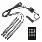 Car LED Atmosphere Light 12 Lights Colorful Voice Control 48SMD Music with Remote Control USB/Cigarette Lighter Head RGB (electric cigarette holder head) one for 4 colorful sound control with remote control