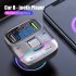 Car MP3 Player Adapter FM Transmitter With LED Display USB PD Fast Charger Supports Handsfree Call U Disk Black and silver