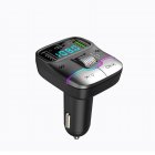 Car MP3 Player Adapter FM Transmitter With LED Display USB PD Fast Charger Supports Handsfree Call U Disk Black and silver