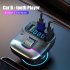 Car MP3 Player Adapter FM Transmitter With LED Display USB PD Fast Charger Supports Handsfree Call U Disk Black and silver