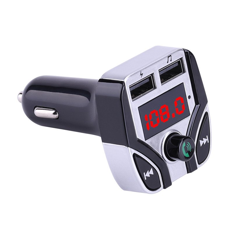Car MP3 Player FM Transmitter Multifunction Hands-free Call Car Bluetooth Player USB Charger TF Card Support Silver