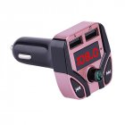 Car MP3 Player FM Transmitter Multifunction Hands-free Call Car Bluetooth Player USB Charger TF Card Support Rose gold